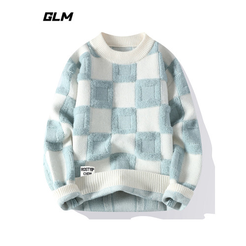 集團品牌GLM秋冬新款慵嬾風圓領潮流保暖加厚寬鬆套頭毛衣 男外套