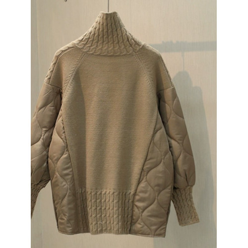 高領打底針織衫女2025秋冬新款韓版寬松休閒套頭保暖毛衣拼接上衣