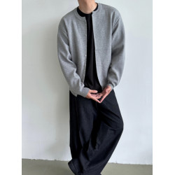 秋冬美式高級感金屬釘釦門禁針織開衫毛衣外套男百搭廓形寬松上衣