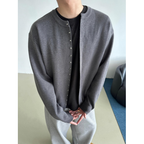 秋冬美式高級感金屬釘釦門禁針織開衫毛衣外套男百搭廓形寬松上衣 秋冬美式高級感金屬釘釦門禁針織開衫毛衣外套男百搭廓形寬松上衣