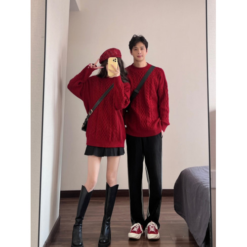 情侶裝秋冬季2025新款ins超火寬松毛衣男女高級感慵懶風針織衫潮