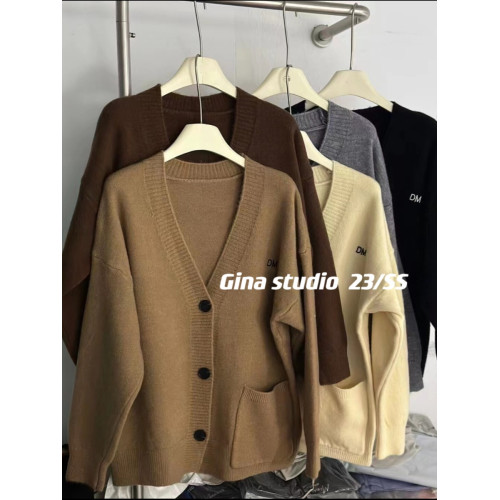 2025秋冬新韓國東大門胖mm寬松慵懶風v領毛衣外套女加厚針織開衫