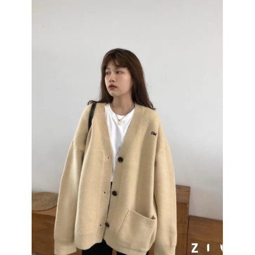 2025秋冬新韓國東大門胖mm寬松慵懶風v領毛衣外套女加厚針織開衫