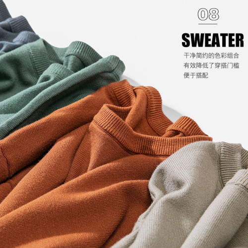 WOODSOON毛衣春季韓版純色套頭針織衫男潮流秋冬毛線衣圓領打底衫