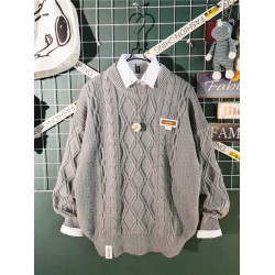 日系復古vintage毛衣男秋冬寬松慵懶加厚麻花針織衫潮牌線衣外套