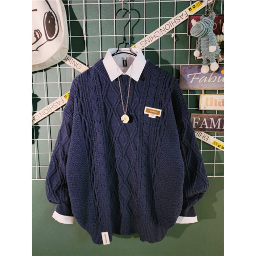 日系復古vintage毛衣男秋冬寬松慵懶加厚麻花針織衫潮牌線衣外套 日系復古vintage毛衣男秋冬寬松慵懶加厚麻花針織衫潮牌線衣外套