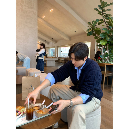 SSUMENAM「老錢風 麻花紋理」高級感毛衣開衫男秋冬針織衫外套