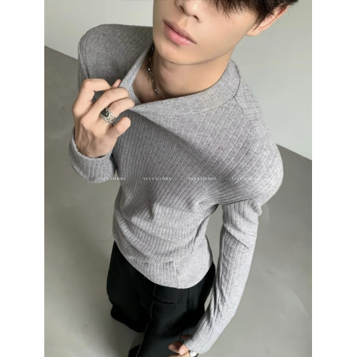 ACE'小衆設計感簡約純色半高領打底針織衫秋冬修身內搭保暖毛衣男