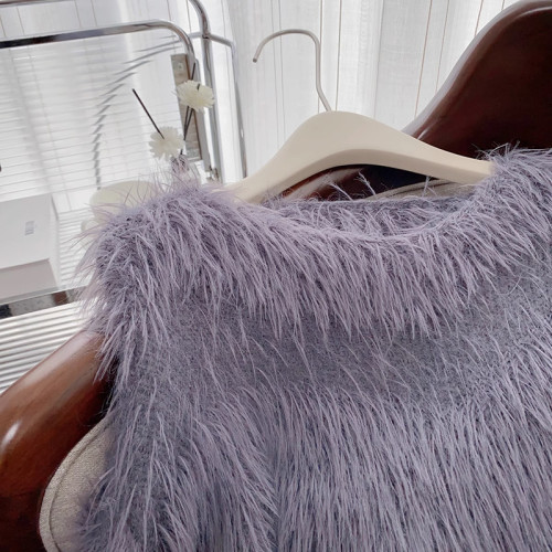 高級感水貂絨毛衣女秋冬加厚保暖溫柔風軟糯流蘇針織衫內搭上衣潮