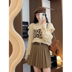 設計感小衆套頭毛衣女秋季新款小個子字母露肩短款外穿針織衫上衣