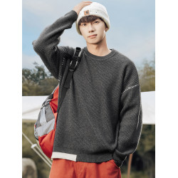 WOODSOON圓領毛衣男士秋冬季套頭寬松日系潮流長袖男款打底針織衫