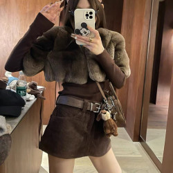 韓國2025冬季新款超火時髦洋氣復古百搭顯瘦加厚A字短裙半身裙女