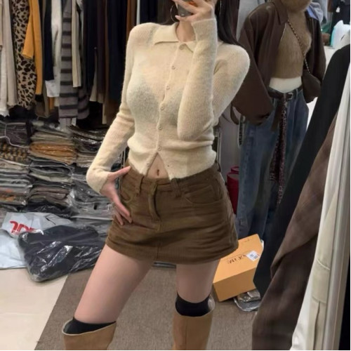 韓國2025冬季新款超火時髦洋氣復古百搭顯瘦加厚A字短裙半身裙女