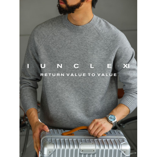 IUNCLEXI【羊毛工坊】抗起球圓領毛衣男士秋冬保暖套頭針織打底衫