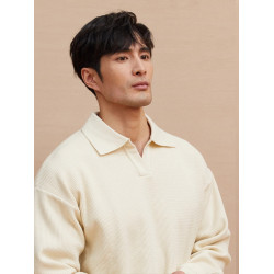 秋冬季男士V領針織POLO衫復古翻領毛衣美式寬松潮流青年線衣外套