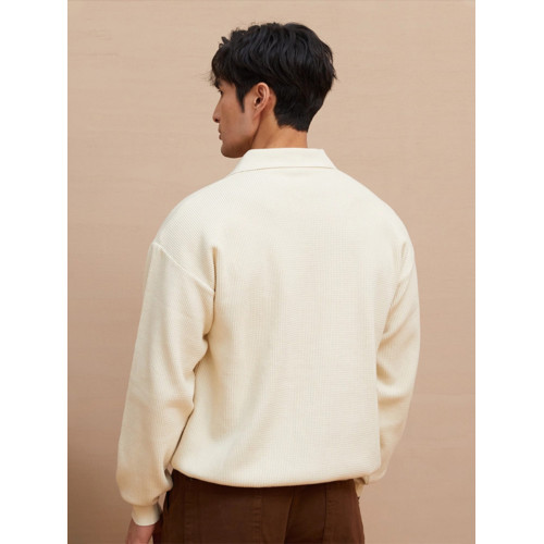 秋冬季男士V領針織POLO衫復古翻領毛衣美式寬松潮流青年線衣外套