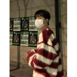 水貂絨條紋情侶毛衣男秋冬季韓版寬松針織衫oversize圓領軟糯上衣