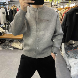 美式復古圓領針織開衫男秋冬季加厚時尚潮流韓版寬松帥氣毛衣外套