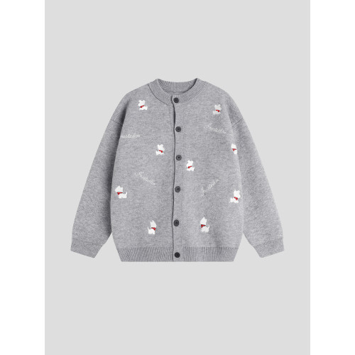 INSstudios 國潮美式「小狗刺綉開衫毛衣」寬松休閒百搭針織外套