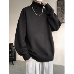 港風cleanfit可翻高領毛衣男冬季加厚特大碼冬裝內搭打底衫上衣冬