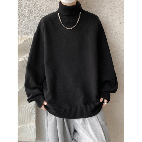 港風cleanfit可翻高領毛衣男冬季加厚特大碼冬裝內搭打底衫上衣冬