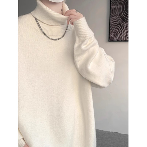 港風cleanfit可翻高領毛衣男冬季加厚特大碼冬裝內搭打底衫上衣冬