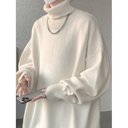 港風cleanfit可翻高領毛衣男冬季加厚特大碼冬裝內搭打底衫上衣冬