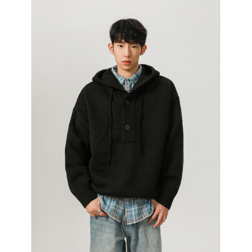 灰色重磅連帽毛衣男女秋冬美式潮牌寬松復古慵懶風百搭針織衫外套 灰色重磅連帽毛衣男女秋冬美式潮牌寬松復古慵懶風百搭針織衫外套