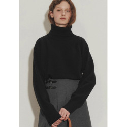 法式秋冬寬松高領白色羊毛針織衫女毛衣打底新款內搭軟糯上衣加厚