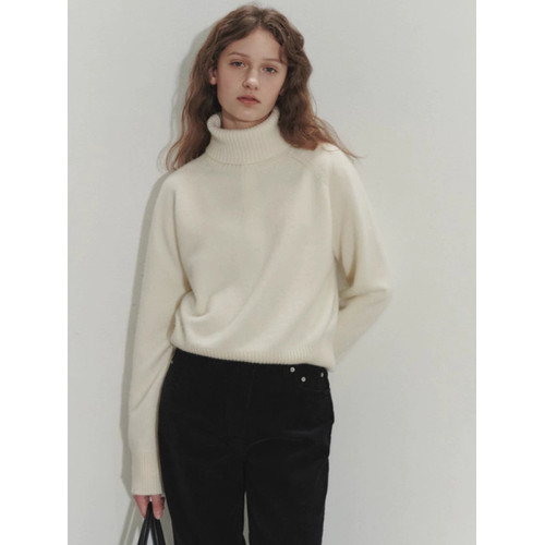 法式秋冬寬松高領白色羊毛針織衫女毛衣打底新款內搭軟糯上衣加厚