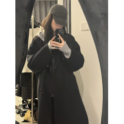 oversize！軟糯灰色拉鍊連帽毛衣開衫女秋冬新款寬松針織衫外套潮