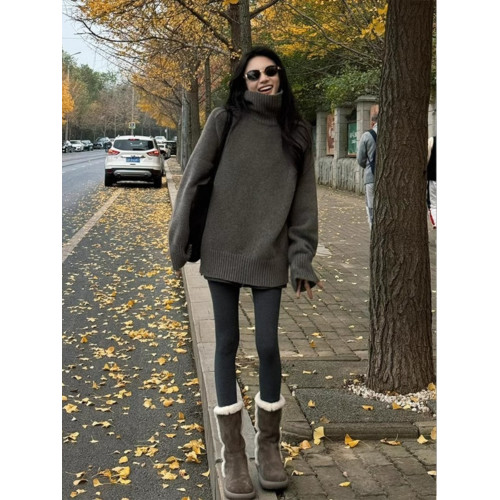 冬季高領套頭毛衣女秋冬加厚外穿慵懶風寬松中長款遮屁股針織上衣 冬季高領套頭毛衣女秋冬加厚外穿慵懶風寬松中長款遮屁股針織上衣