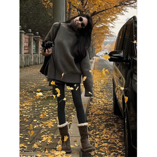 冬季高領套頭毛衣女秋冬加厚外穿慵懶風寬松中長款遮屁股針織上衣 冬季高領套頭毛衣女秋冬加厚外穿慵懶風寬松中長款遮屁股針織上衣