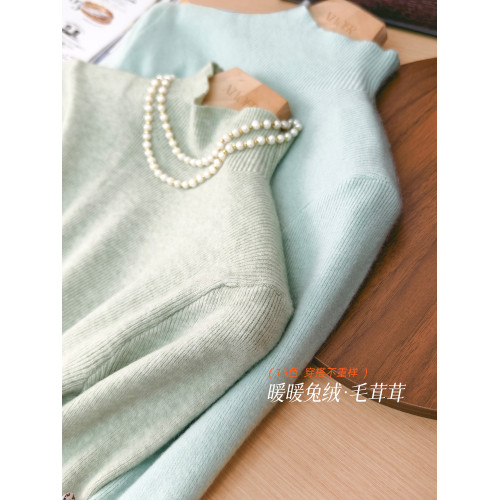 小耳出品【重磅！15色！兔絨毛衣~】細牙簽條/大彈力 半高領毛衣