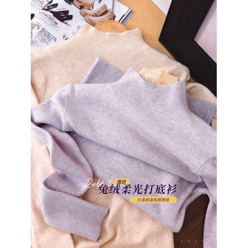 小耳出品【重磅！15色！兔絨毛衣~】細牙簽條/大彈力 半高領毛衣