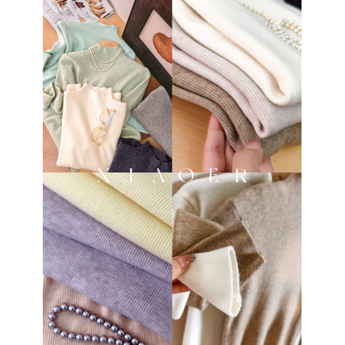 小耳出品【重磅！15色！兔絨毛衣~】細牙簽條/大彈力 半高領毛衣