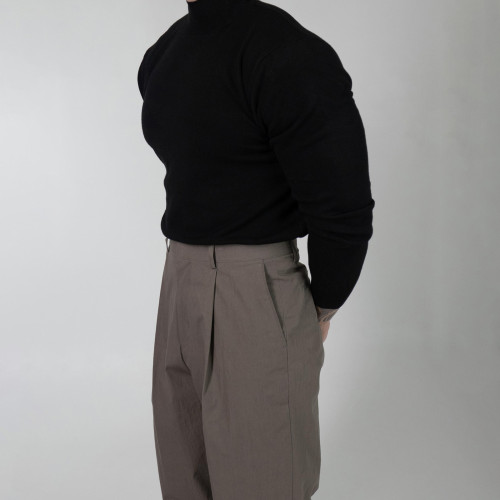 高領純色針織衫男春秋美式硬漢彈力修身內搭輕熟風長袖套頭打底衫