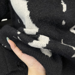 暗黑系高領穿繩毛衣男秋冬美式復古小衆撞色設計感寬松破洞針織衫