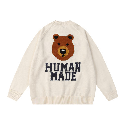 歐美日系潮牌秋冬男女情侶小衆卡通圖案提花寬鬆圓領針織衫毛線衣