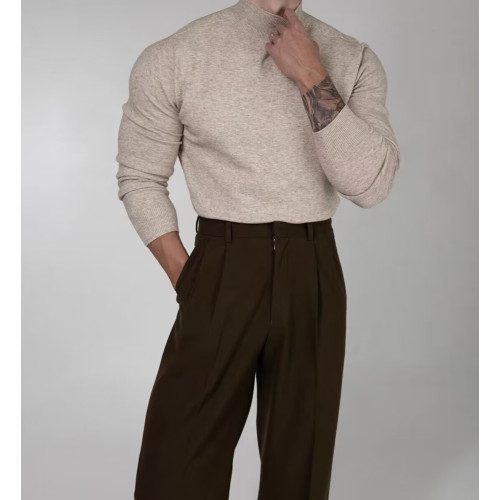 美國特種兵小高領針織衫男硬漢緊身彈力包芯紗毛衣保暖打底羊毛衫