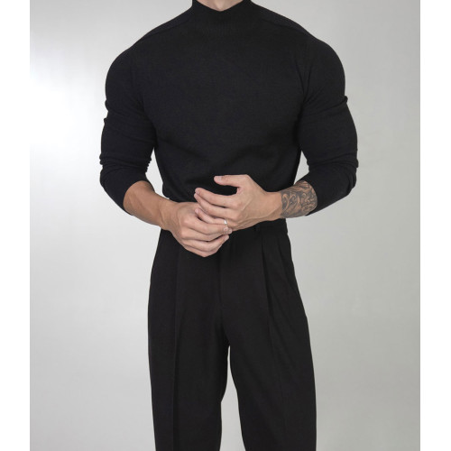 美國特種兵小高領針織衫男硬漢緊身彈力包芯紗毛衣保暖打底羊毛衫