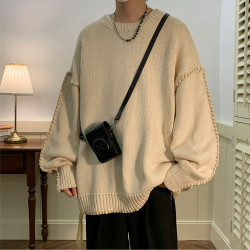 美式復古毛衣男冬季新款設計感小衆寬松加厚慵懶針織衫外套毛線衣