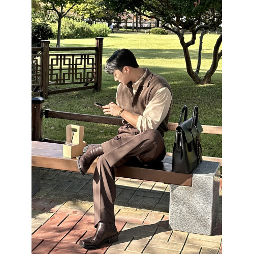 翻領針織衫背心男士春秋韓版美拉德穿搭無袖毛衣輕熟風polo領馬甲