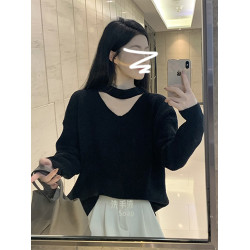 今年流行的漂亮毛衣女秋冬季2025新款慵懶風黑色v領針織內搭上衣