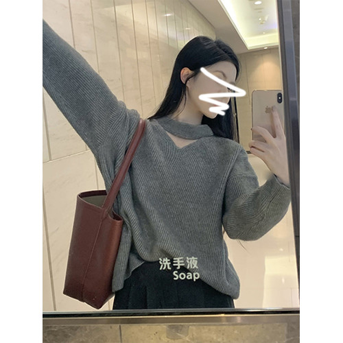 今年流行的漂亮毛衣女秋冬季2025新款慵懶風黑色v領針織內搭上衣 今年流行的漂亮毛衣女秋冬季2025新款慵懶風黑色v領針織內搭上衣