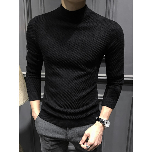 秋冬半高領男士毛衣2025新款冬季修身中領針織打底衫高級長袖內搭