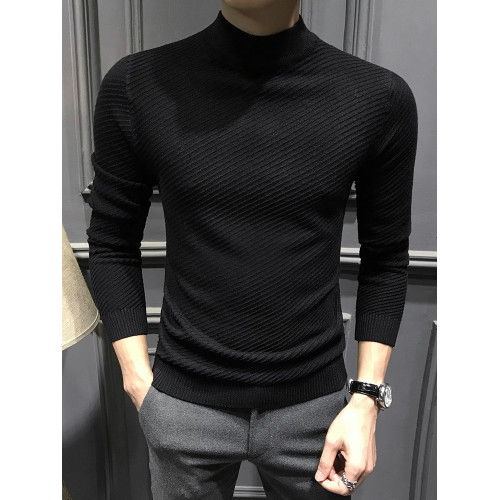 秋冬半高領男士毛衣2025新款冬季修身中領針織打底衫高級長袖內搭