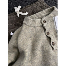 cleanfit淺灰色亨利領毛衣男款秋冬高級感美式復古慵懶打底針織衫