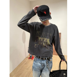 DAOMA 齊柏林380g重磅水洗做舊華夫格短款長袖廓形sagging穿搭