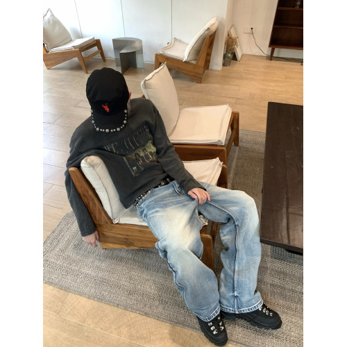 DAOMA 齊柏林380g重磅水洗做舊華夫格短款長袖廓形sagging穿搭